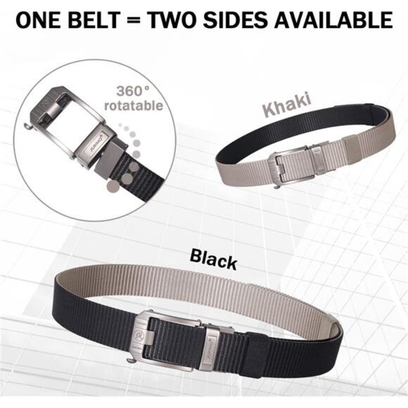 Reversible Ratchet Belt,Nylon Web Tactical Work Belt with Automatic Slide Buckle - Picture 2 of 7